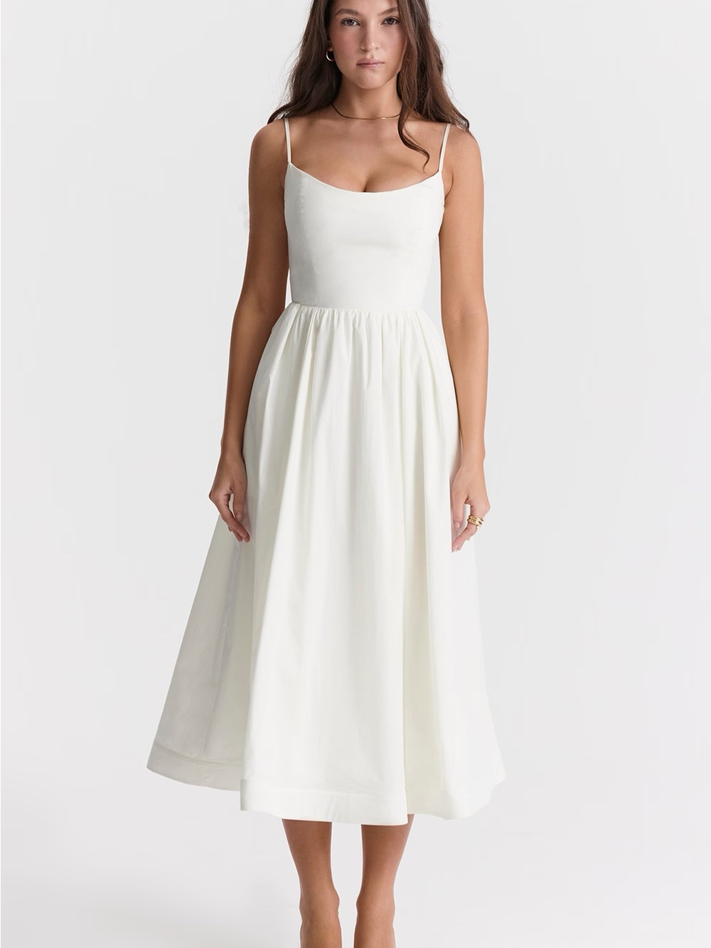 House of CB White Spaghetti-Strap Midi Dress Bigger Cup